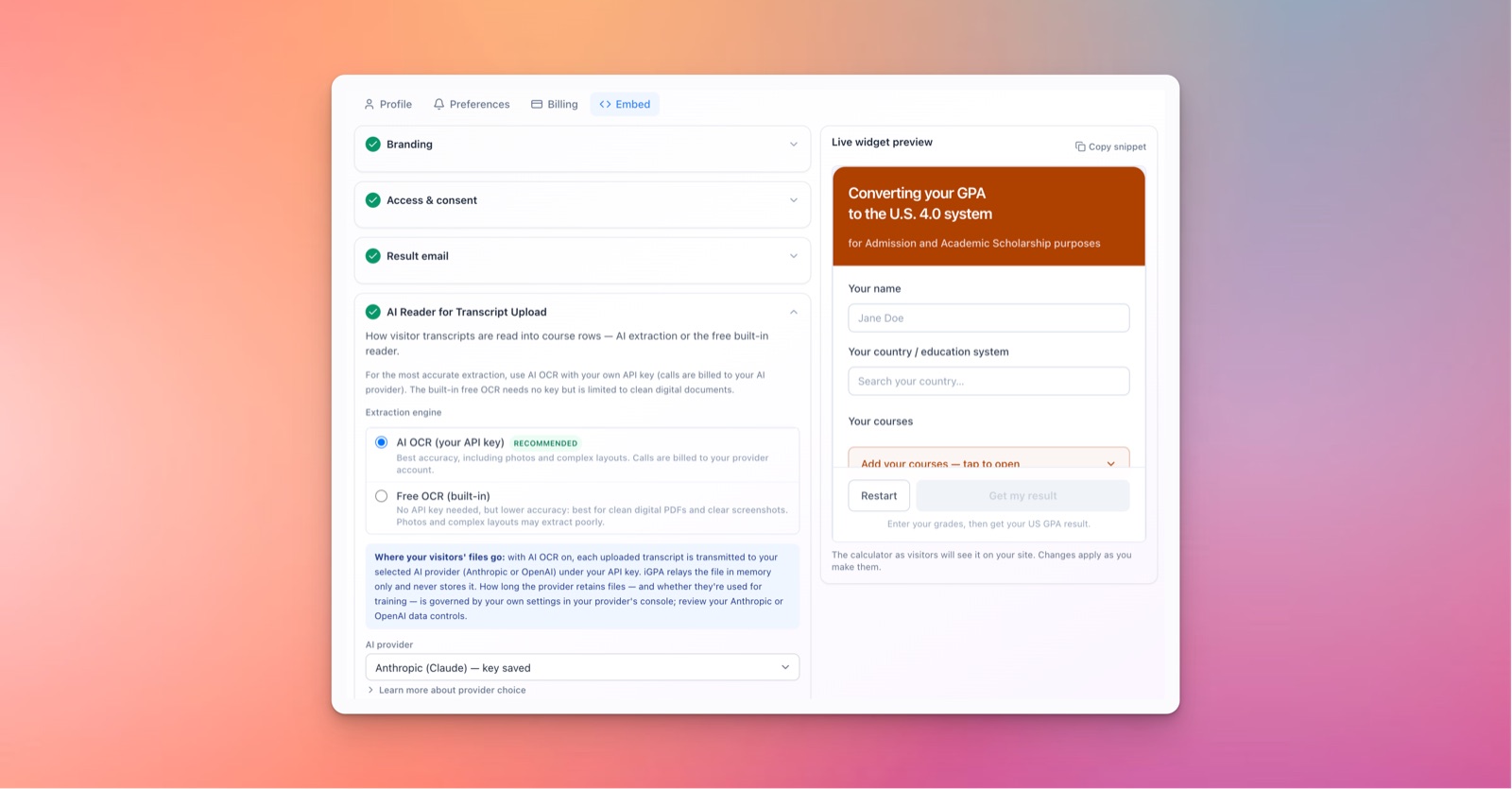 What's New in iGPA: Enrollment Tags, an Embeddable Calculator, and an AI Transcript Reader